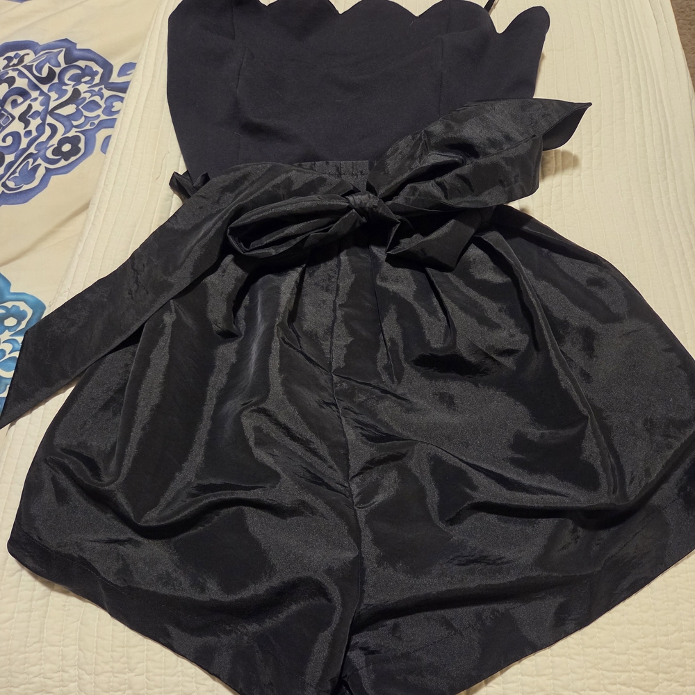 Free People Black Filmore Romper, Strapless Scalloped Dressy Size Large - Picture 4 of 5